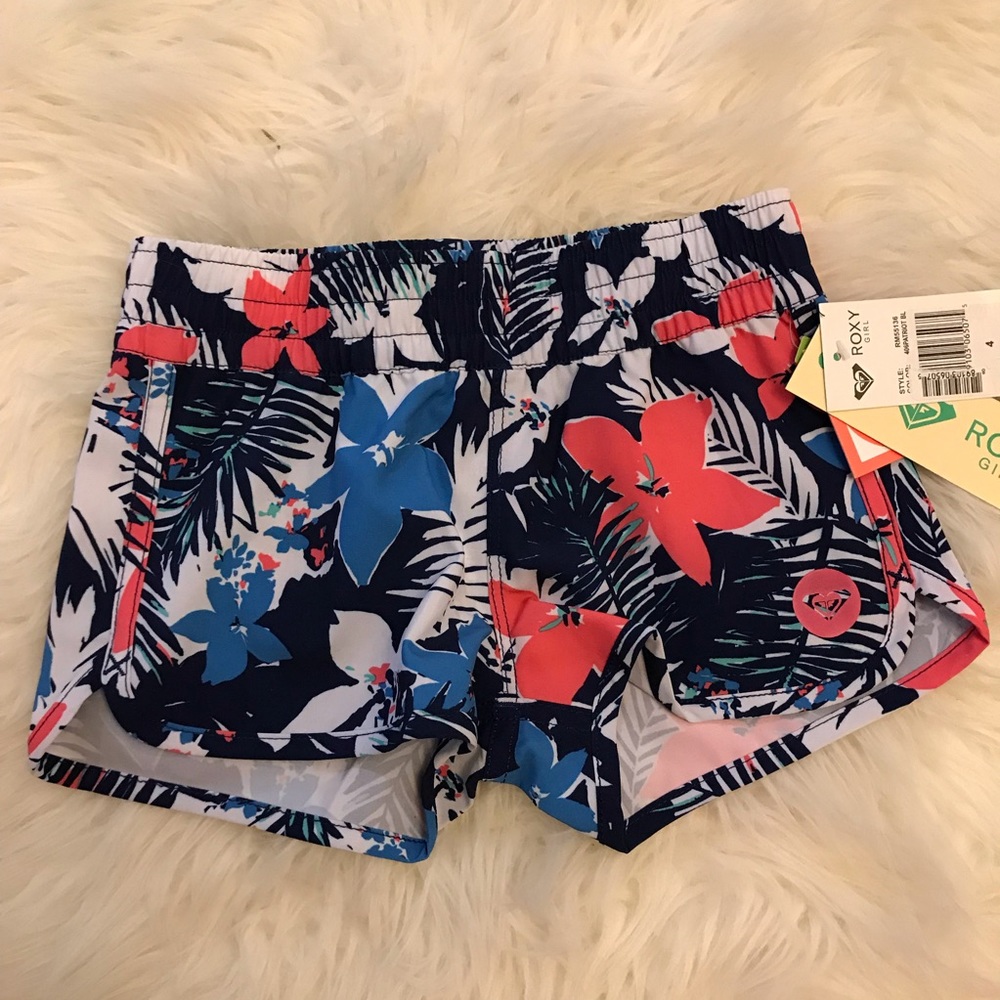 Girls ROXY Floral Swim Shorts 4 - Picture 1 of 5
